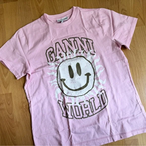 Ganni Smiley Organic Cotton T Shirt - Picture 4 of 5